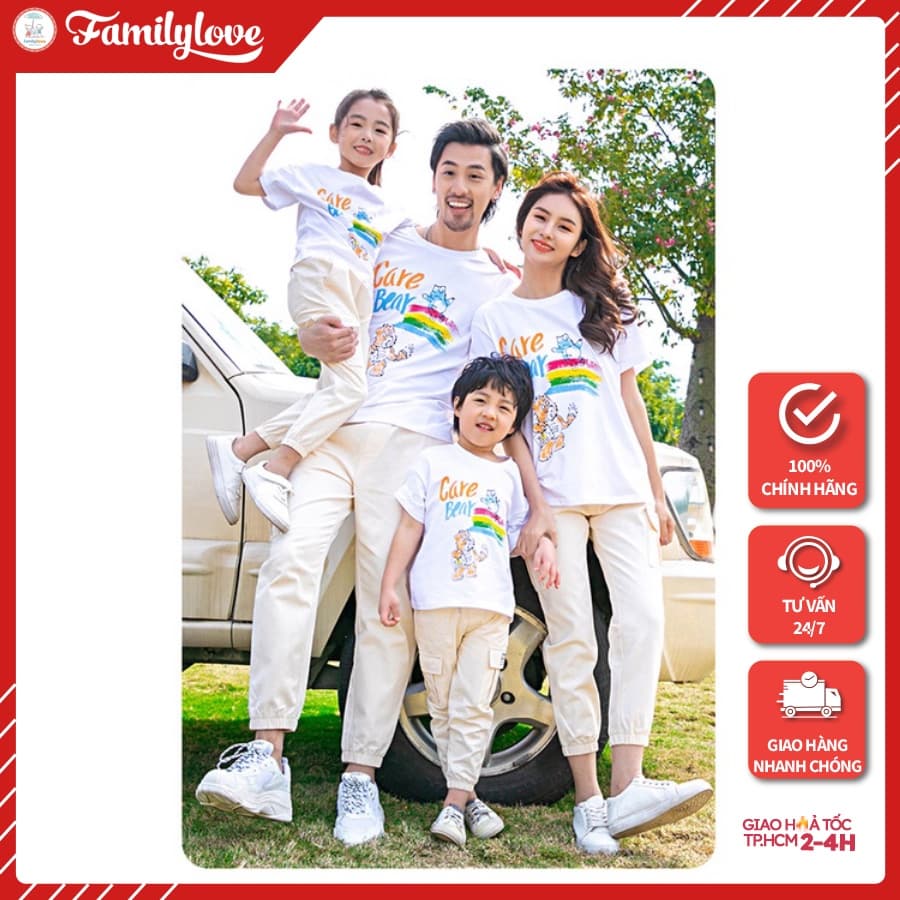 Áo Gia Đình Familylove - Set Phục Gia Đình Chú Gầu Cầu Vồng Care Bear Chất Liệu Cotton 100% Co Giãn — 1