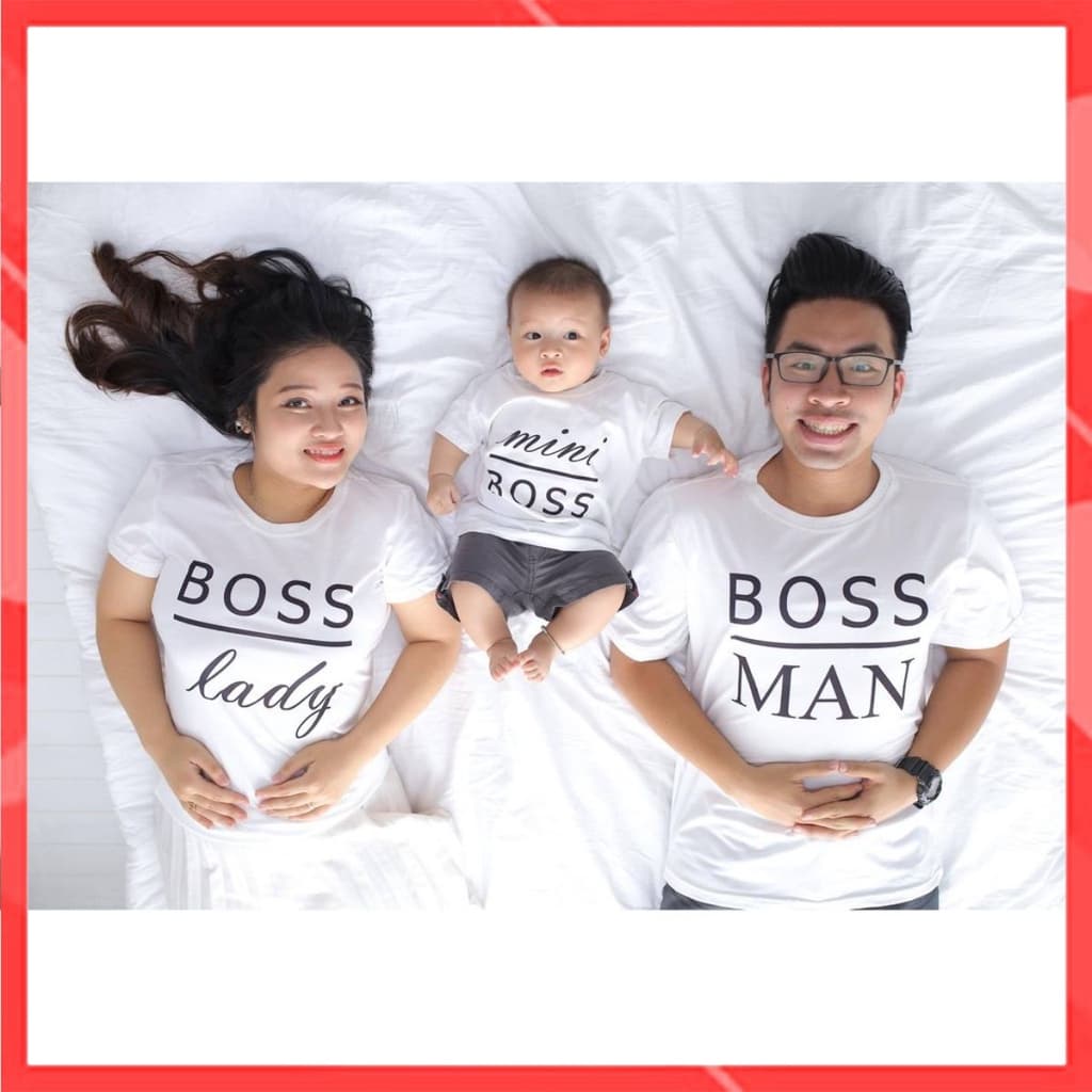 Áo Gia Đình Familylove - Mẫu áo gia đình Boss Man - Boss Lady - Mini Boss Dễ Thương Chất Liệu Cotton 100% Cao Cấp — 1