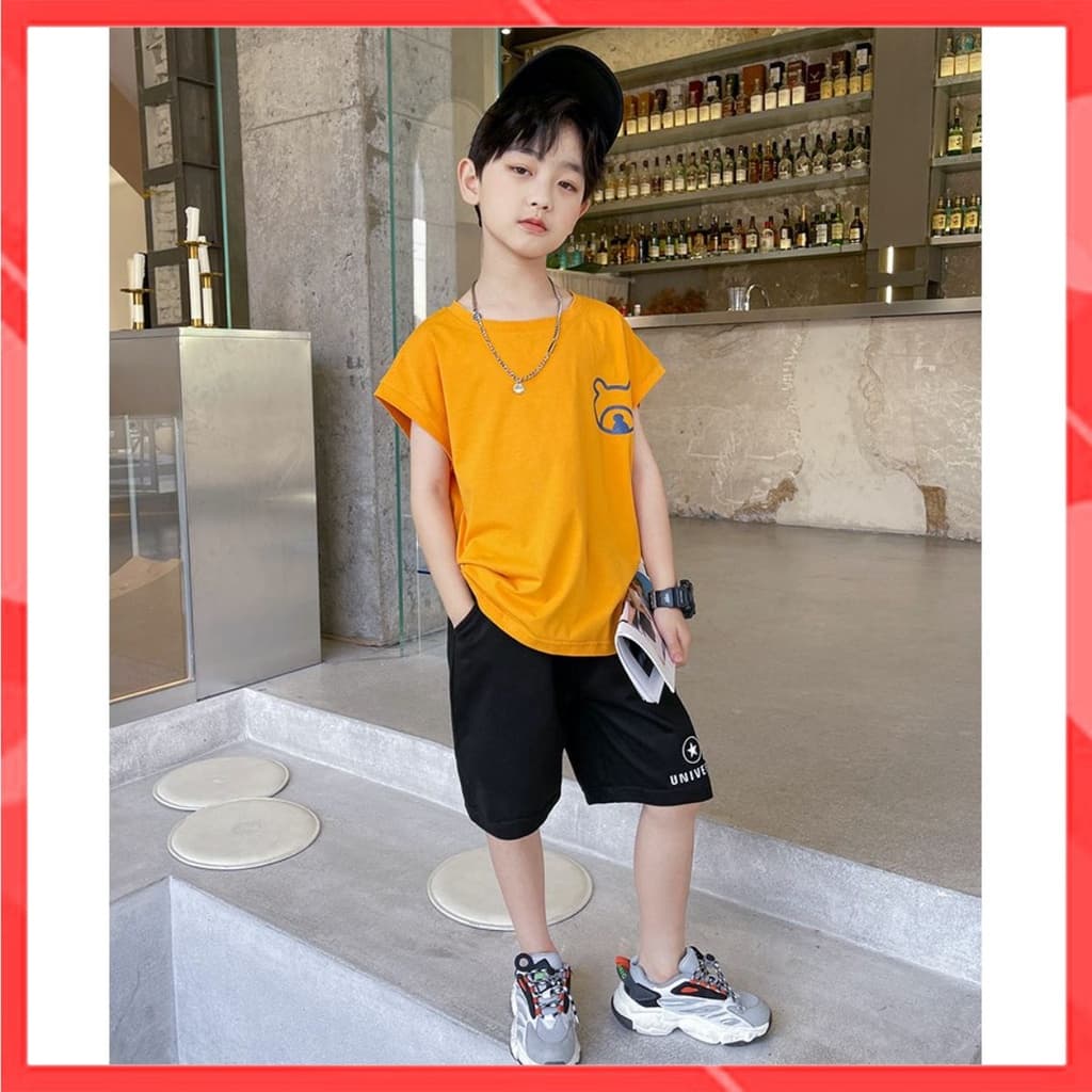 Bộ quần áo cho bé trai in logo đơn giản  💝Size từ 9-40kg. Chuẩn shop - Tem hiệu 💝Thun cotton 100% co giãn 4 chiều, mát — 1