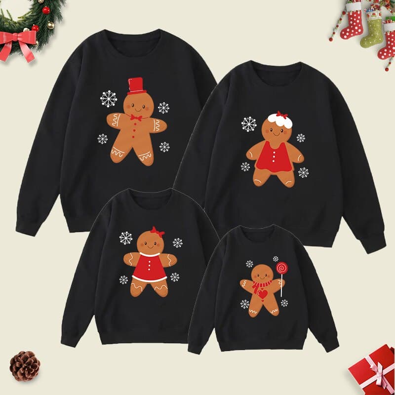 Áo Gia Đình Thu Đông Familylove - Set Gia Đình Thu Đông Sweater Bánh Quy Chất Liệu Nỉ Da Cá — 1