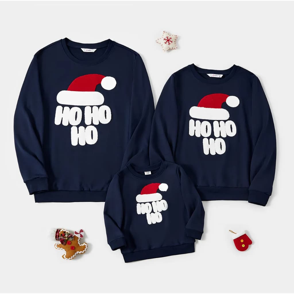 Áo Sweater Gia Đình Familylove - Áo gia đình thu đông họa tiết Noel HOHOHO hất Liệu Nỉ Da Cá Cao Cấp — 1