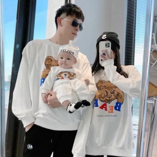 Áo Gia Đình Thu Đông Familylove - Set Gia Đình Sweater  Mùa Đông 3/4/5 Người Gấu Bear Chất Nỉ Cotton — 1