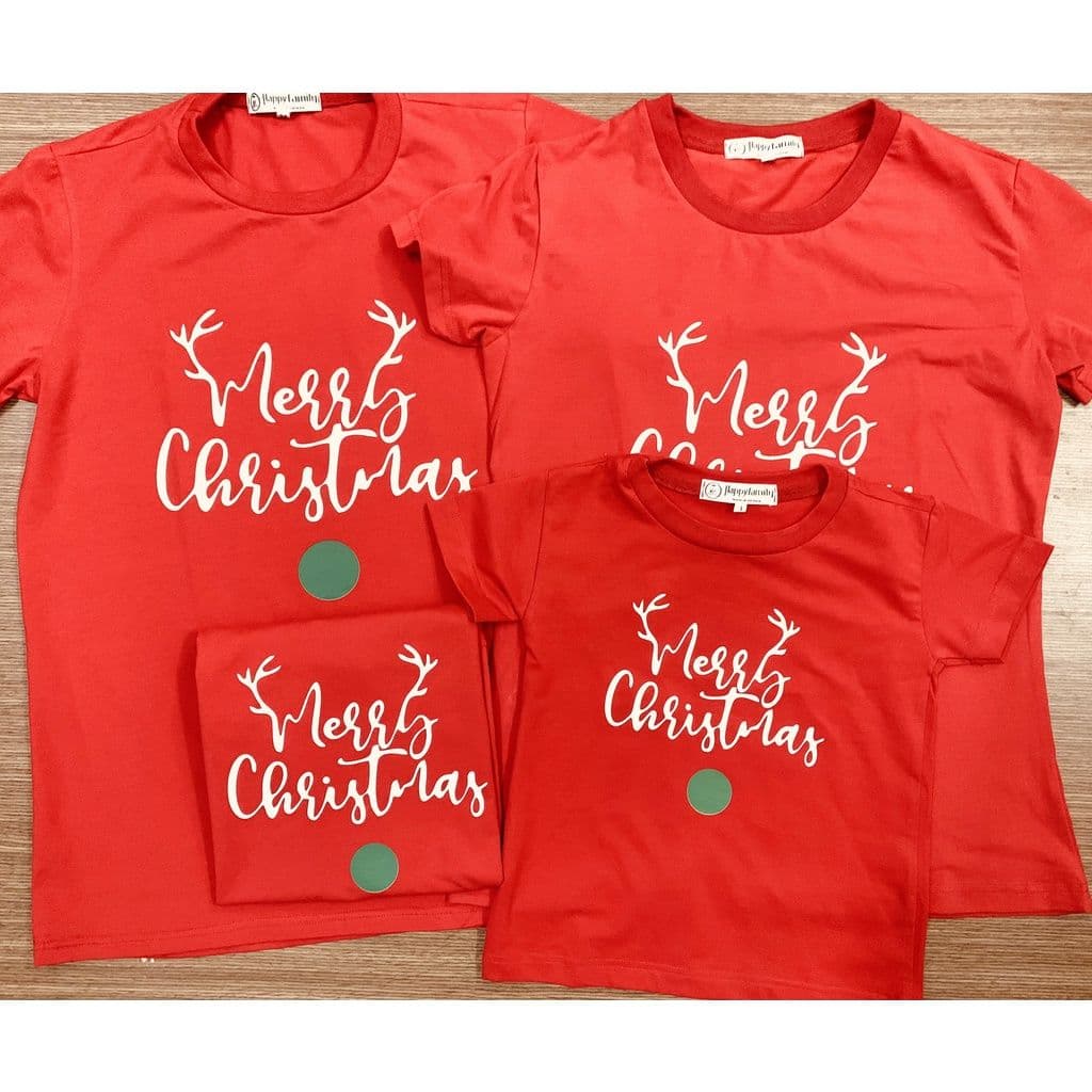 Áo gia đình Noel Familylove - Đồng phục gia đình Noel Merry Christmas cực dễ thương chất liệu cotton