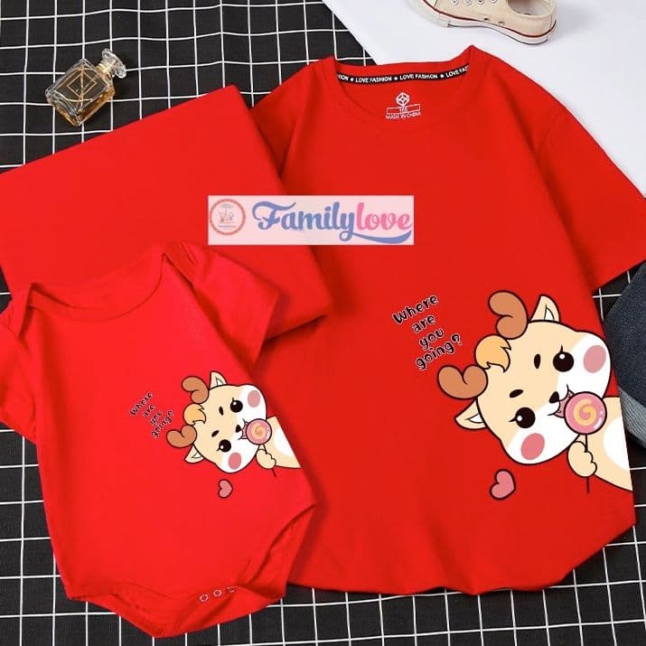 Áo gia đình Familylove - Set áo gia đình họa tiết Rồng Góc Where Are You Going chất liệu cotton 100%