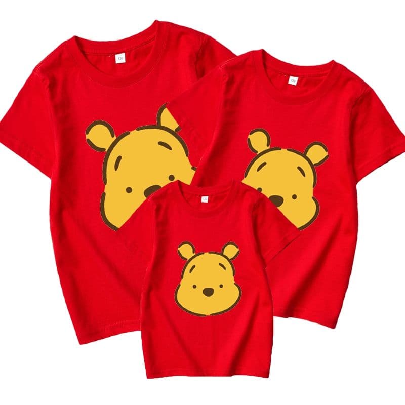 Áo gia đình Familylove - Set áo gia đình in họa tiết gấu Pooh đáng yêu chất liệu cotton 100% cao cấp