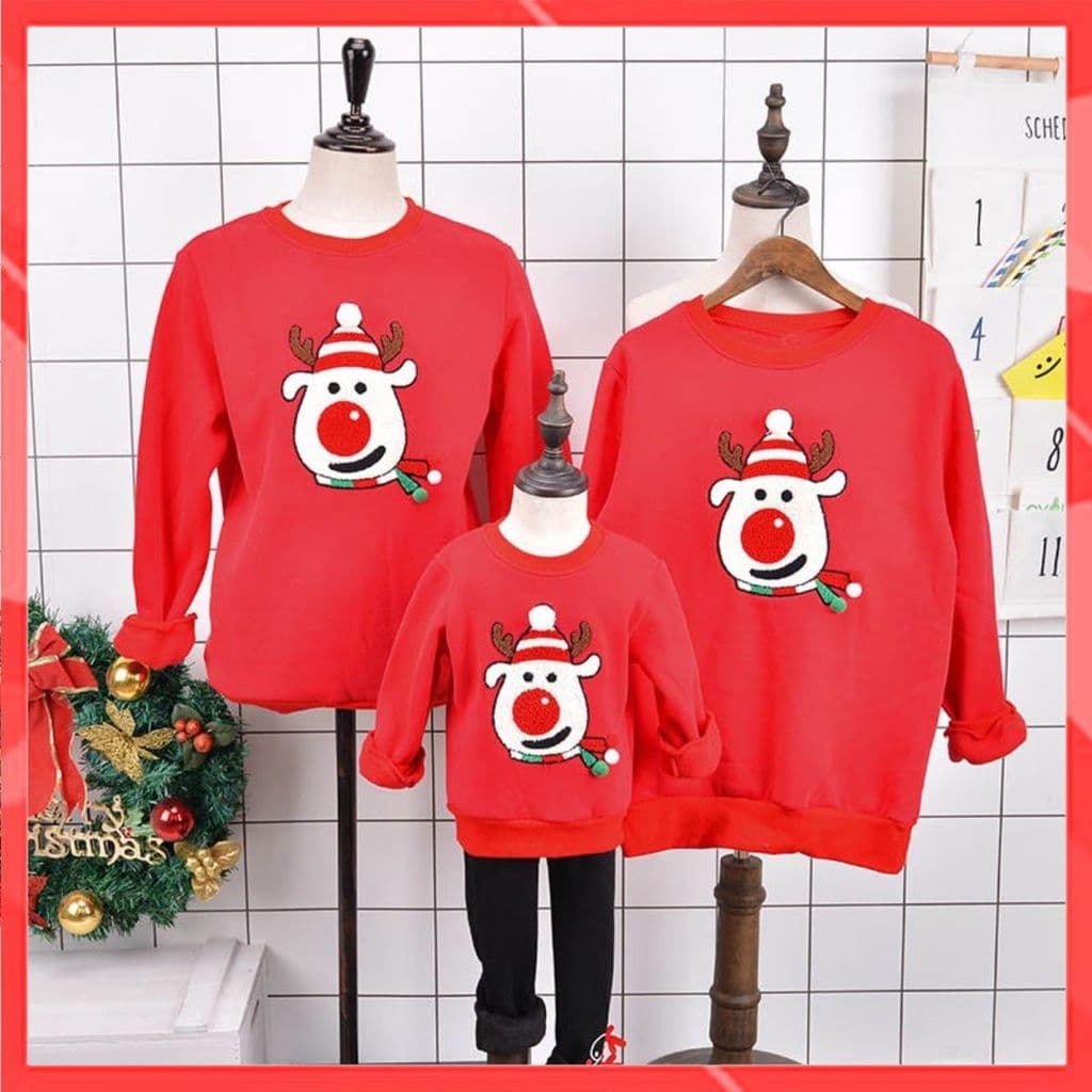 Áo Hoodie Gia Đình Familylove - Áo Hoodie hình Người Tuyết Noel Dễ Thương Chất Liệu Nỉ Da Cá Cao Cấp