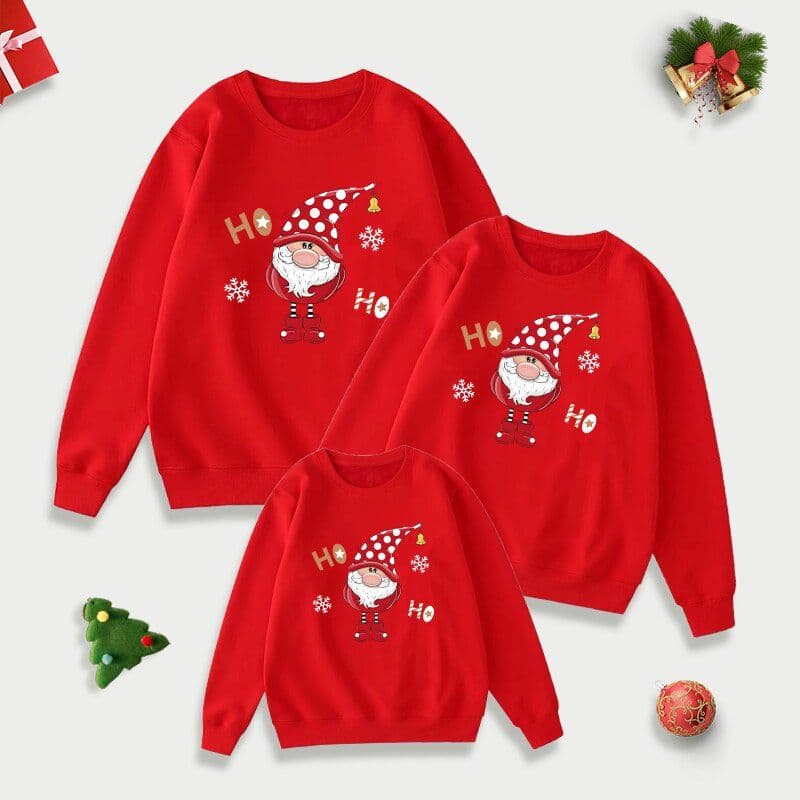 Áo Gia Đình Thu Đông Familylove - Set Gia Đình Sweater Họa Tiết Ông Già Noel HoHo Chất Liệu Nỉ Da Cá