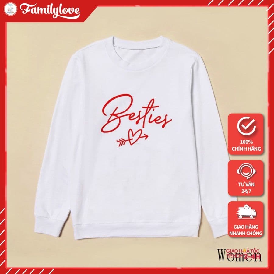 Áo Sweater Nữ Form Rộng 💝cotton Nỉ Da Cá (KÈM HÌNH THẬT CHẤT ÁO CÓ LOGO THƯƠNG HIỆU) 💝in Chữ Besties
