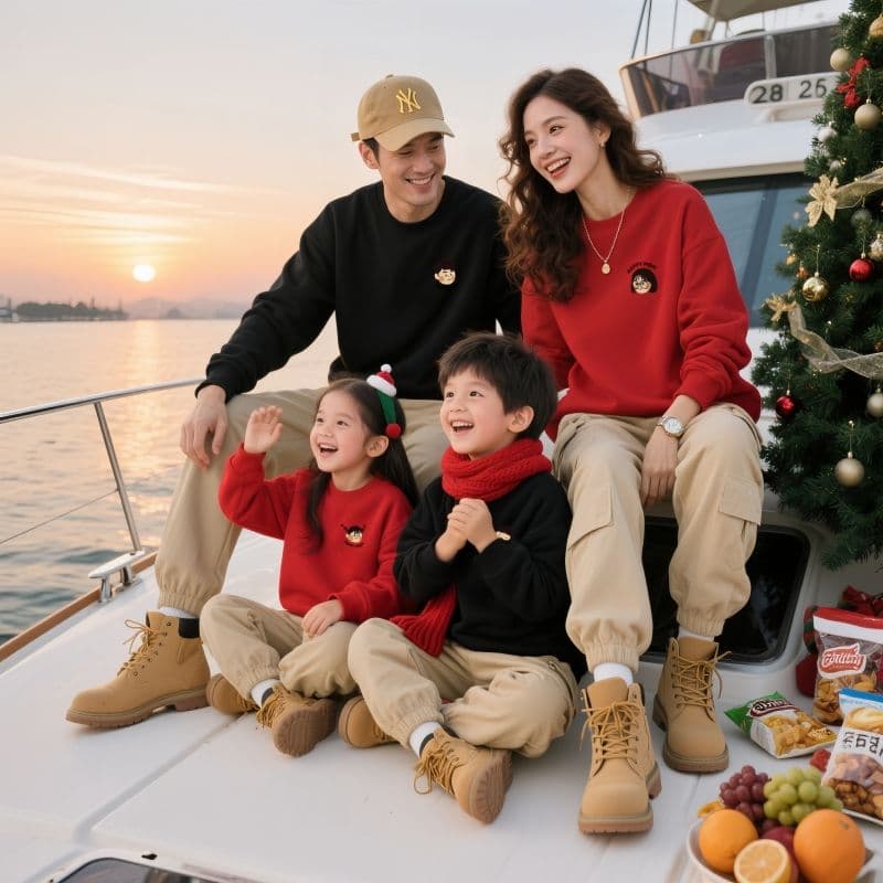 Áo Sweater Gia Đình Familylove - Áo Sweater thu đông gia đình họa tiết logo Chibi (Hàng đi 1-2 ngày)