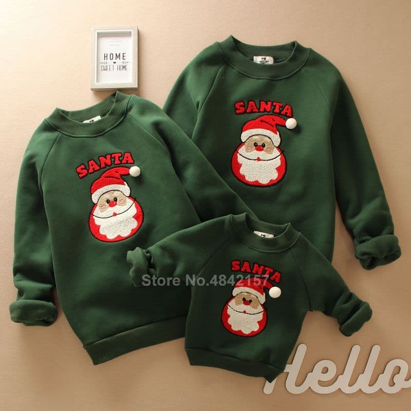 Áo Gia Đình Thu Đông Familylove -Set Gia Đình Sweater Họa Tiết Ông Già Noel Santa Chất Liệu Nỉ Da Cá