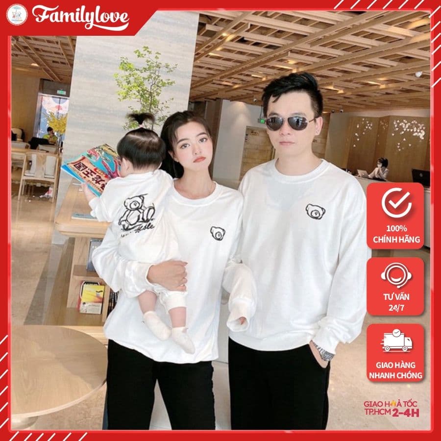 Áo Sweater Gia Đình Familylove - Áo Sweater thu đông họa tiết gấu Sevi inneffable Chất Liệu Nỉ Da Cá