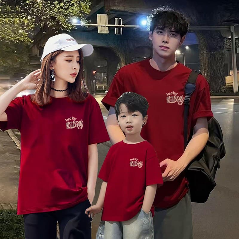 Áo gia đình Familylove - Set áo gia đình in hình LUCKY chất liệu cotton co giãn 4 chiều. — 1