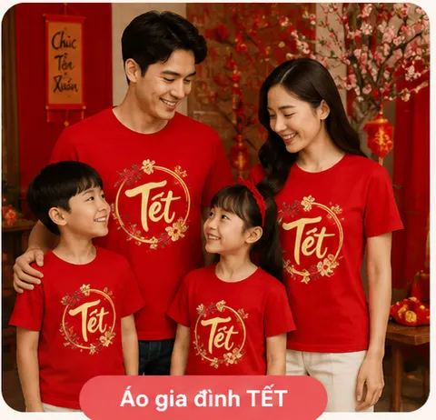 Gia đình mặc áo Tết Familylove – tư vấn in tên và hình riêng